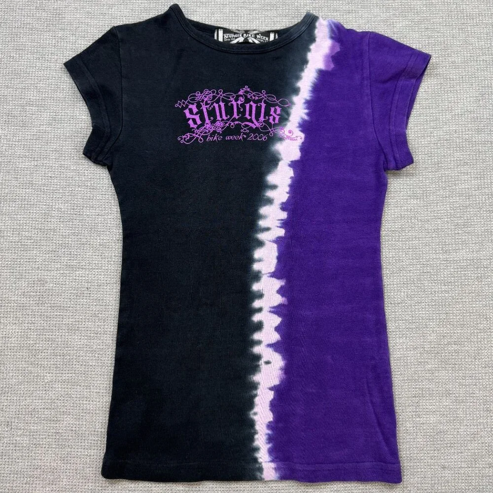 Sturgis Bike Week 2006 Tie-Dye T-Shirt Womens Sz Small Purple Black Short Sleeve - Picture 4 of 14
